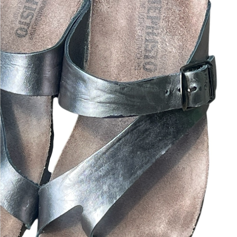 Mephisto Tyfanie silver leather cork foot bed wedge sandals - Picture 10 of 11